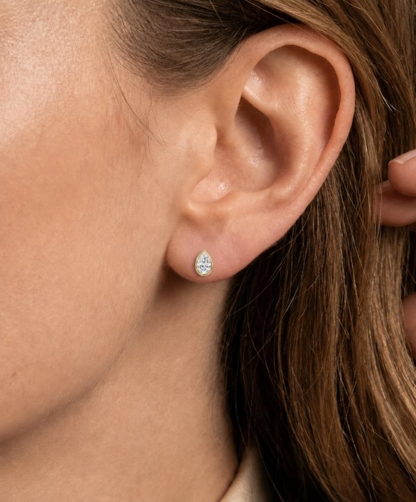 Pear Bezel Studs