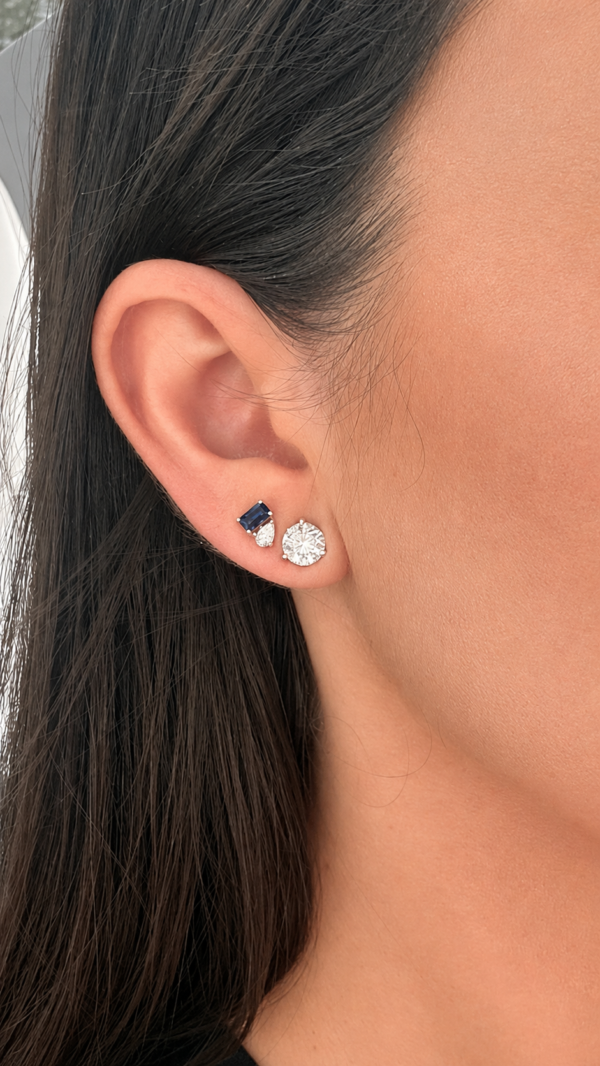 Toi et moi Sapphire and Pear studs