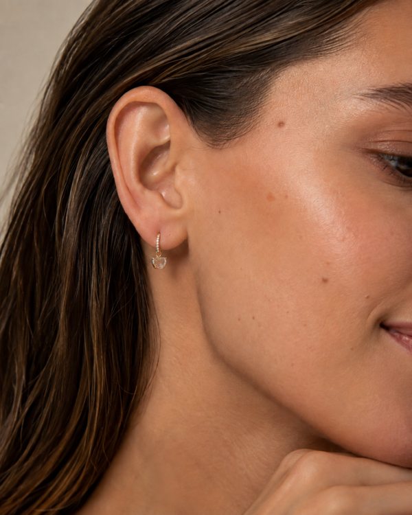 Half Moon Hoop Earrings Rose Cut