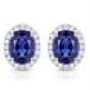 Studs zafiro con halo de diamantes